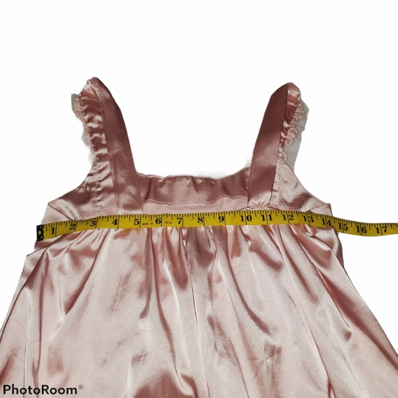 Wet Seal Wide Strap Sleeveless Silky Pink Blouse w/ Lace Rose Design 481 - Picture 4 of 4